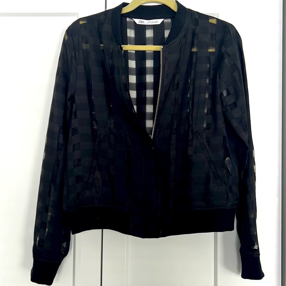 Women’s Zara black sheer jacket worn once excellent condition